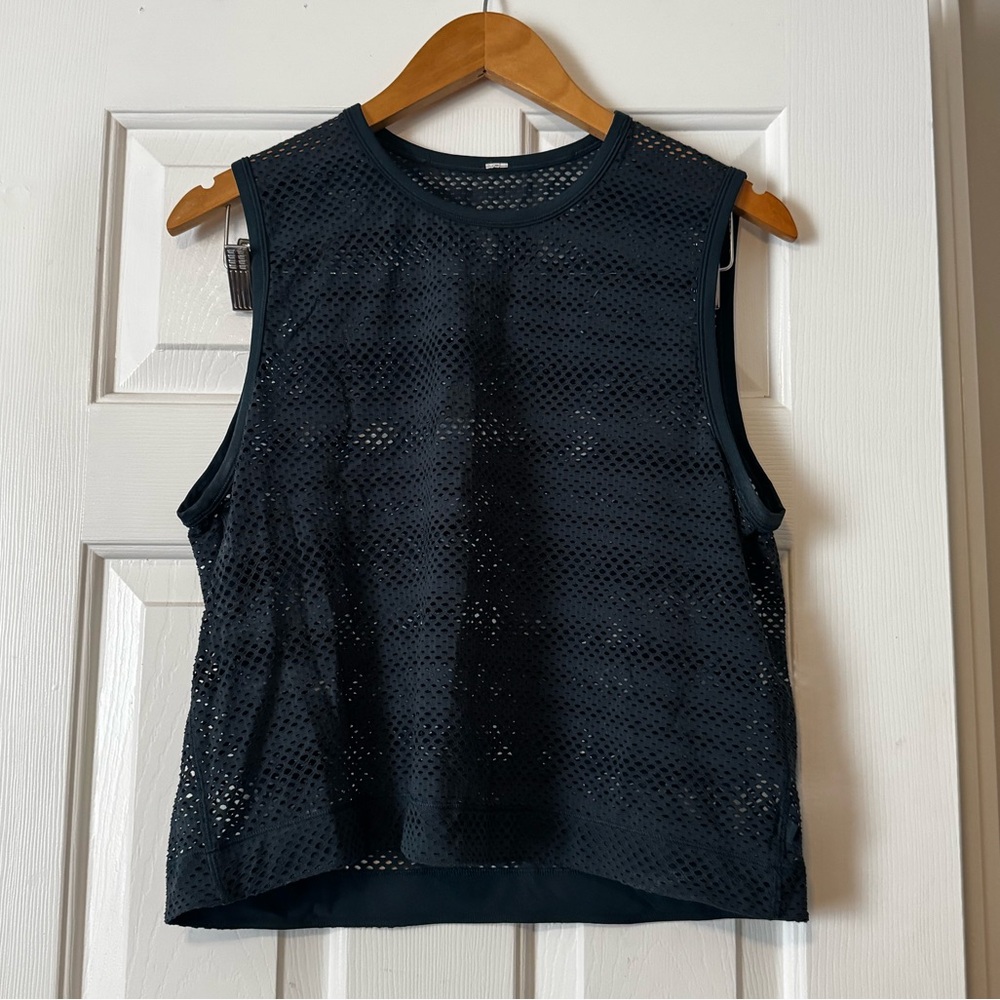 Lululemon Sweat Your Heart Out Tank Top - Dark Teal / Blue-Green Mesh